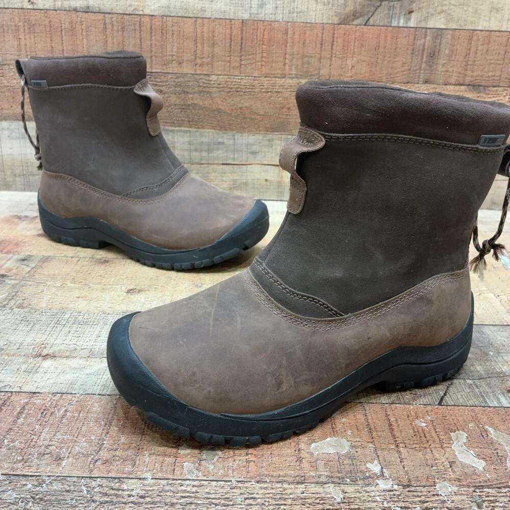 L.L. Bean Snow Boots Mens Size 11 M 45 Brown Nubuck Ankle Zip Winter Insulated